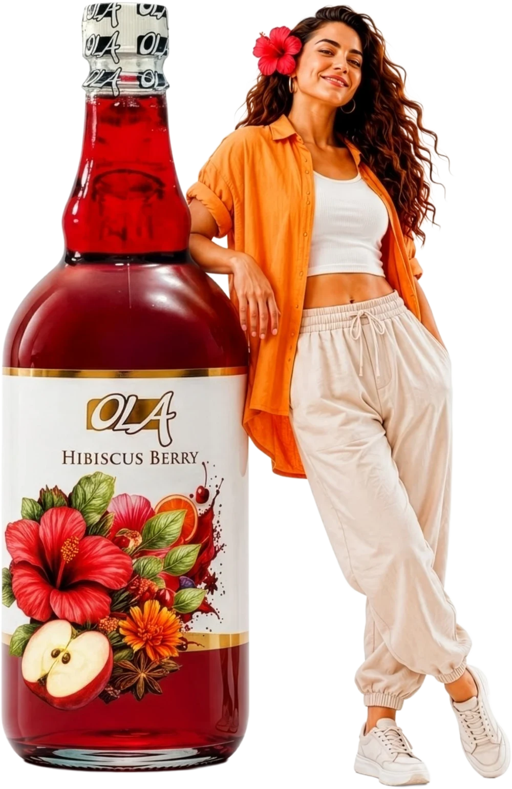 Birinci 1 litrelik Ola Hibiscus Berry şişesi ve model