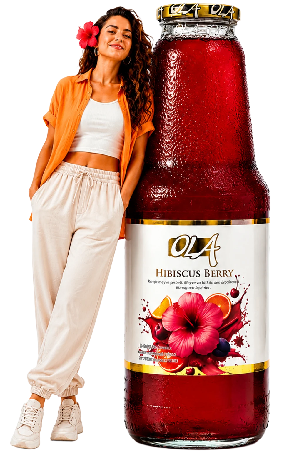İkinci 1 litrelik Ola Hibiscus Berry şişesi ve model