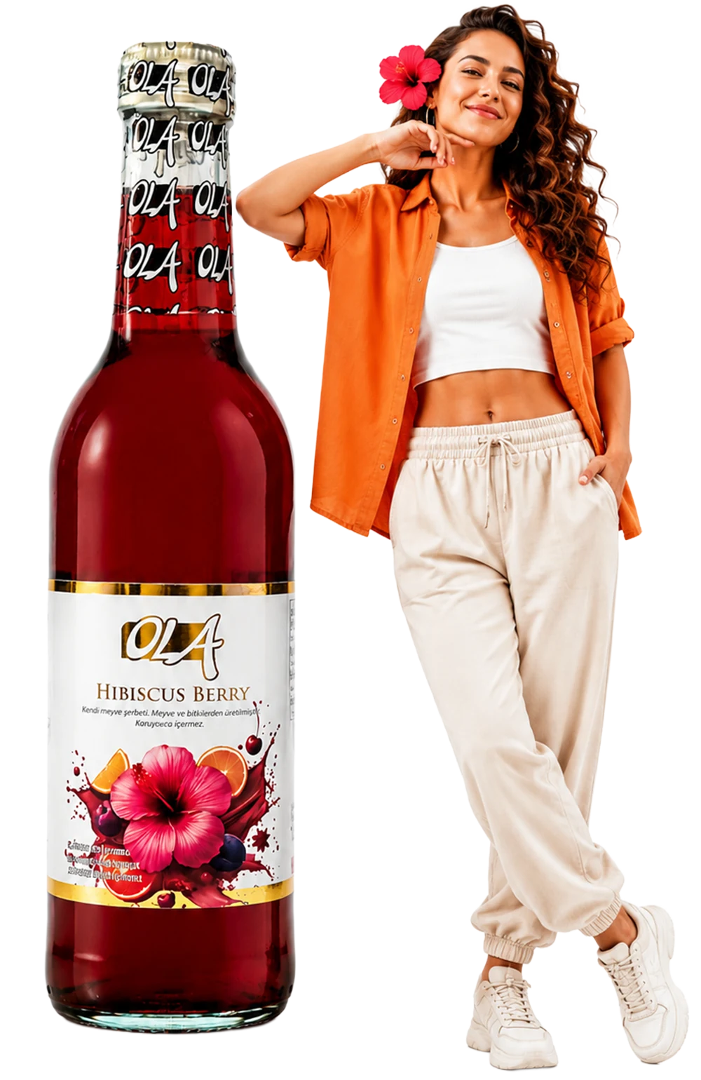 330 ml Ola Hibiscus Berry şişesi ve model